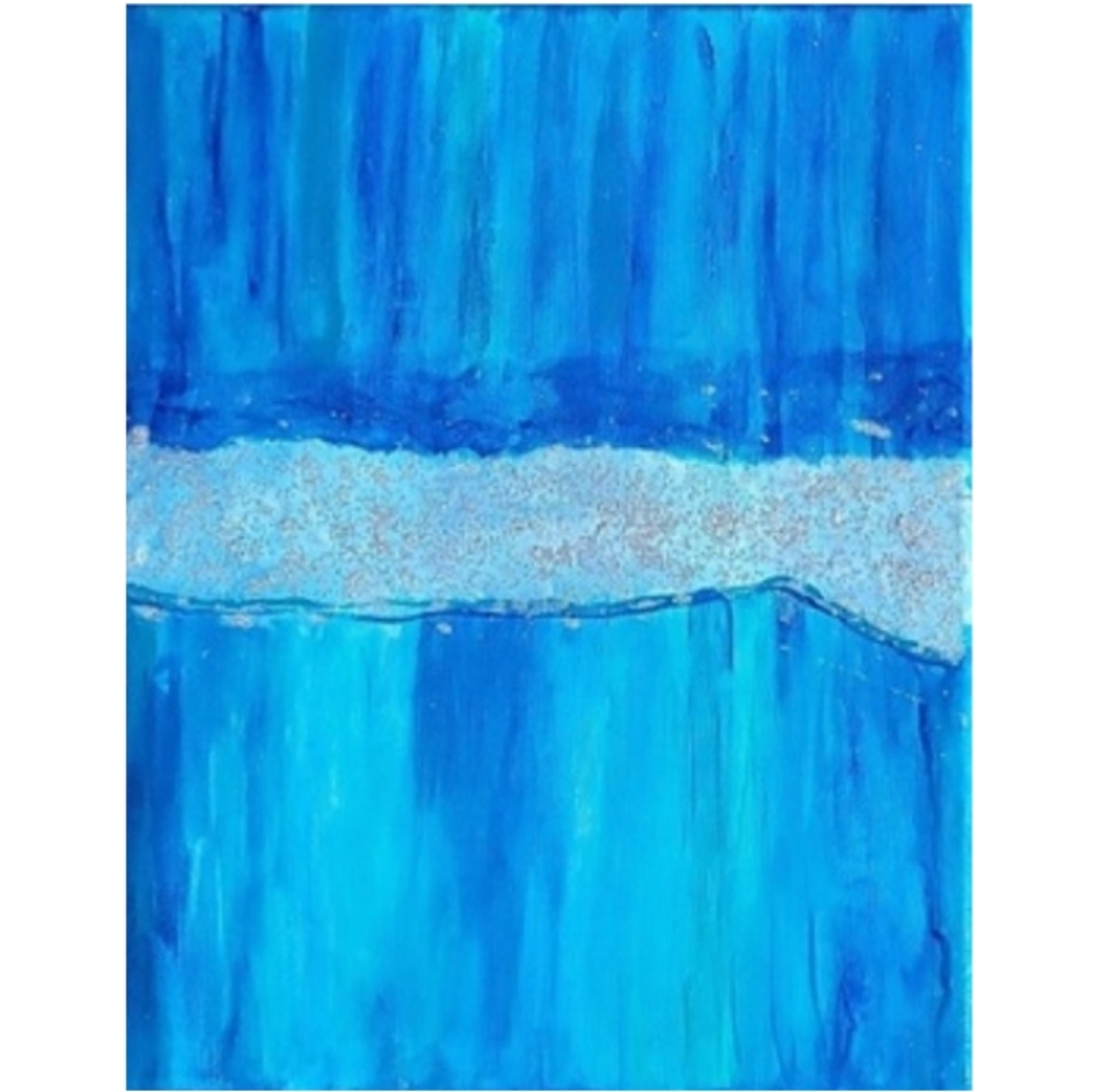Hand Crafted Blue and Turquoise Abstract Design 11x14 Inches Canvas Painting - Picture 2 of 4